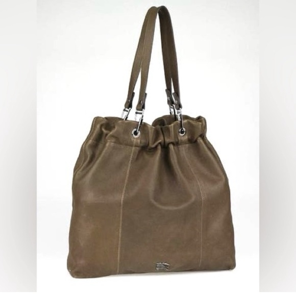 Burberry Brown Lambs Leather Elmgare Tote Bag Purse - Picture 1 of 4